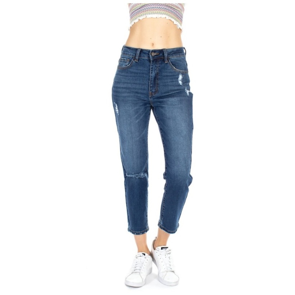 NEW- D HIGH RISE ANKLE GIRLFRIEND MOM JEANS